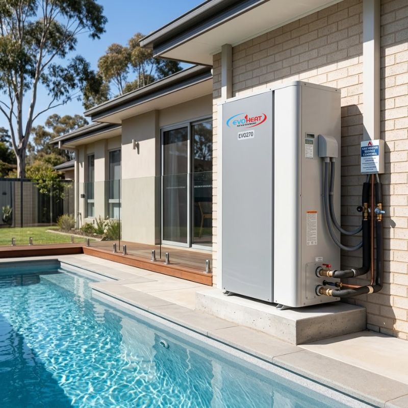 Evoheat hot water systems Canberra heat pump installed outside a home